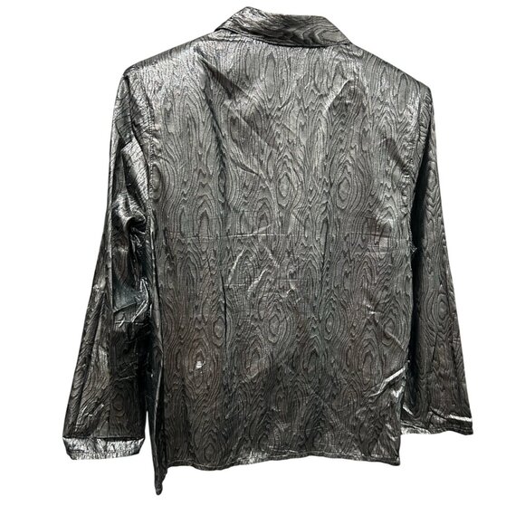 Metallic Silver Patterned Blazer Jacket Sz L - Picture 2 of 7